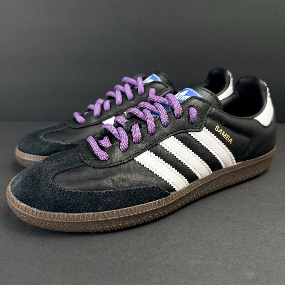 adidas Samba Men’s 8 Black Leather Suede Sneakers B75807 Classic Shoes